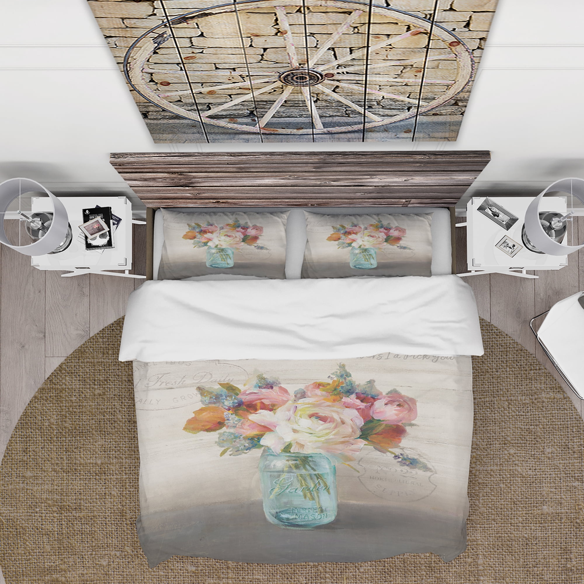 Designart 'French Cottage Bouquet II Mothers' Cottage Duvet Cover Set