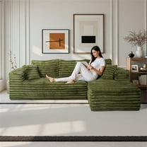 Kithkasa 103" Cloud Sectional Couches for Living Room Bedroom,Modern Modular Corduroy L-Shape Sofa with Deep Seats & High-Back,No Assembly Required,Green