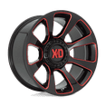 thumbnail image 3 of XD Aluminum Rim XD854 REACTOR 20X10in Gloss Black Milled with Red Tint Finish, XD85421086918N, 3 of 5