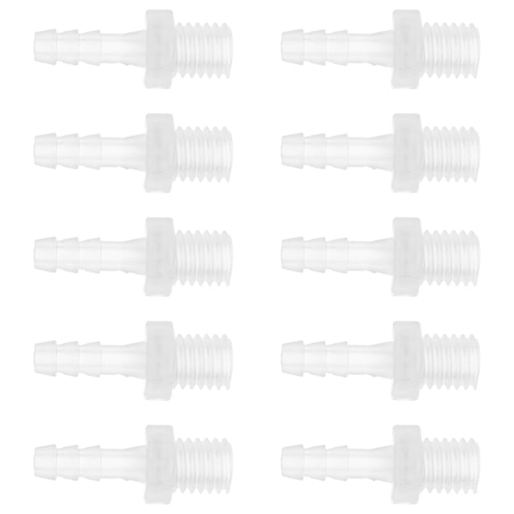 Unique Bargains Plastic Hose Barb Fittings, 5/32" Barb M8 External Thread Adapter Connector PP Clear, 10 Pcs