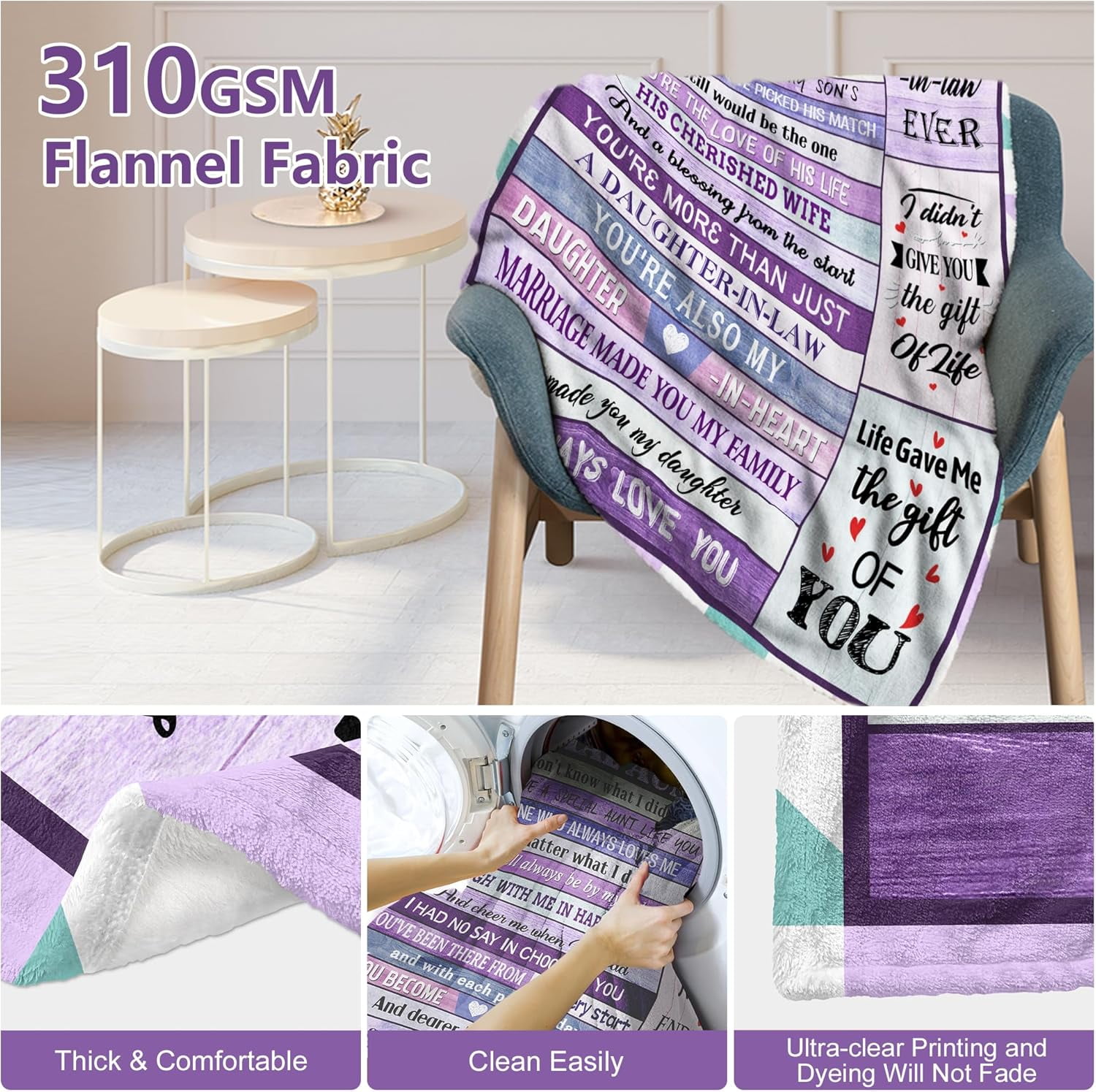 Daughter in Law Gifts, Gifts for Daughter in Law, Best Daughter in Law Gifts from Mother in Law, Future Daughter in Law Birthday Wedding Gifts, for Daughter in Law Blanket 50"x60"