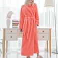 thumbnail image 4 of Homgro Women's Plush Long Robe Soft Cozy Long Sleeve Full Length Fuzzy Fleece Bathrobe Spa Hot Tub Hotel Bath Belted Winter Fluffy Maternity Warm Kimono Pocket Orange Small-Medium, 4 of 5