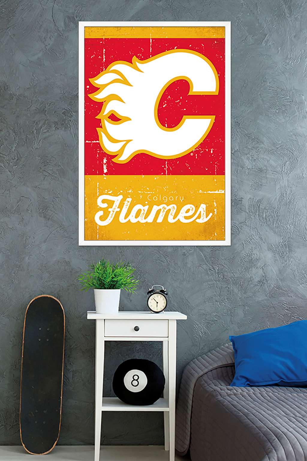 NHL Calgary Flames - Retro Logo 13 Wall Poster, 22.375" x 34", Framed