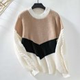 thumbnail image 1 of Pull Décontracté à Manches Longues Col Rond Bloc de Couleur Automne et Hiver pour Femmes (Beige, L), 1 of 8