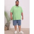 thumbnail image 2 of INSPIRE CHIC Men's Big & Tall Back to School Summer Button Down Short Sleeve Solid Color Vacation Beach Shirts 4XL Light Green, 2 of 4