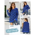 thumbnail image 7 of Xuanfei Women Wavy Print Contrast Color Round Neck Long Sleeve Knitwear Sweater Top, 7 of 7