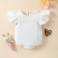 thumbnail image 2 of Newborn Baby Girls Jumpsuit Infant Fly Sleeve Ruffles Solid Color Loose Fit Adorable Bodysuit Size 12 M-18 M, 2 of 7