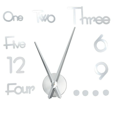 Riousery Frameless Adhesive Large Silver Wall Clock DIY Mirror Sticker for Home Decor (15.75 inches / 40 cm)