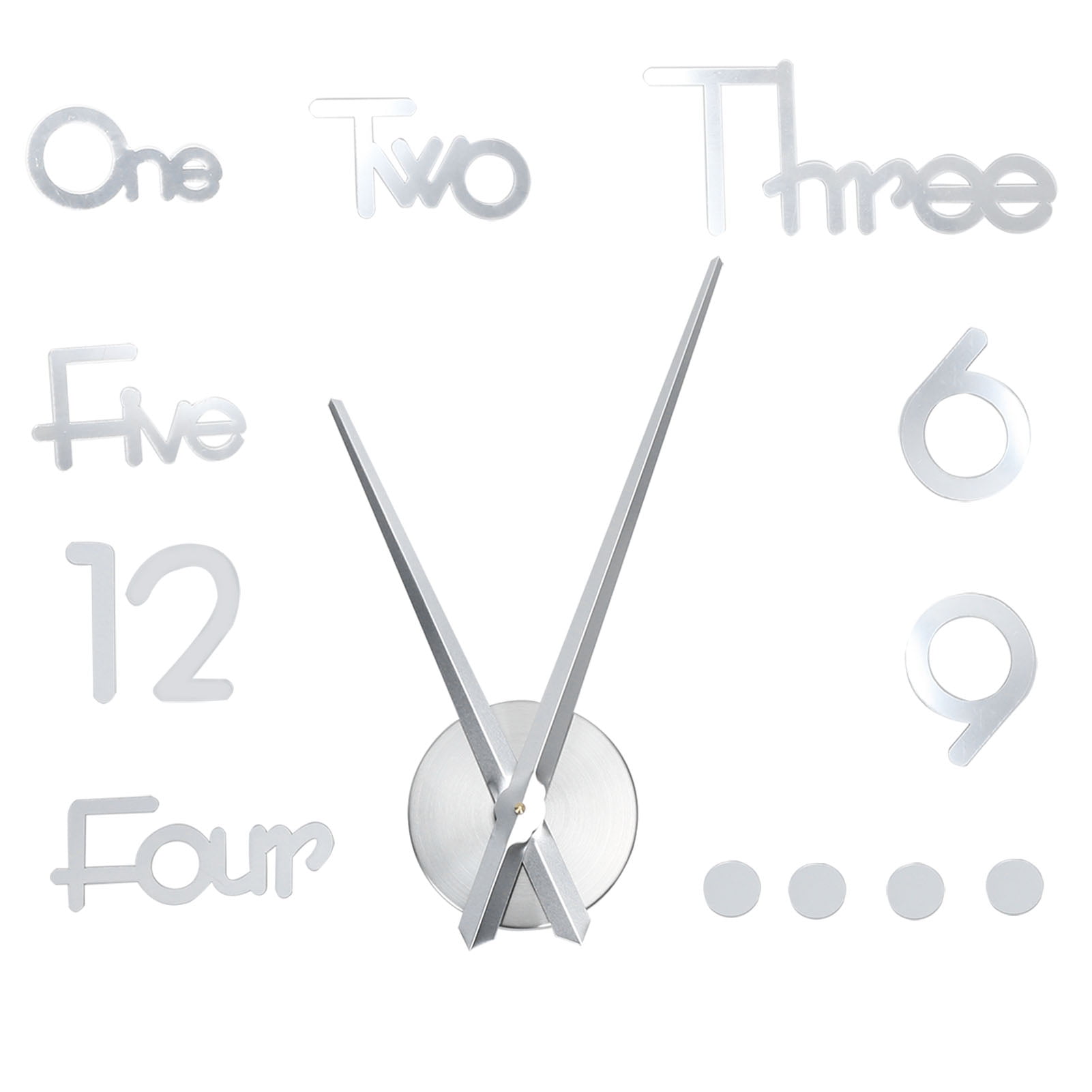 Riousery Frameless Adhesive Large Silver Wall Clock DIY Mirror Sticker for Home Decor (15.75 inches / 40 cm)