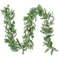 Coolmade 5.5ft Seeded Eucalyptus Garland, Artificial Vines Faux Eucalyptus Leaves Table Garland Artificial Eucalyptus Garland Greenery Wedding Backdrop Arch Wall Decor