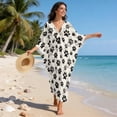 thumbnail image 3 of Xoenoiee Dog Paw Pattern Kaftan Dresses Plus Size V-Neck Women's Swimwear Cover Up Batwing Sleeves Mumu Caftan Long Maxi Beach Dress with Side Slits, 3 of 7