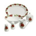 thumbnail image 2 of Gibson Home Poinsettia 7 Piece Porcelain Serving Set in Red, 2 of 2