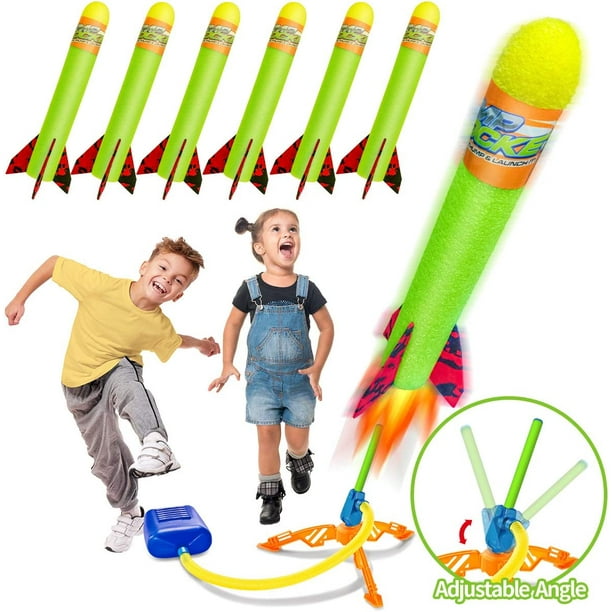 Rocket Launcher, 6 Foam Rockets and Toy Air Rocket Launchers Glow in