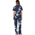 thumbnail image 3 of Yuyamidu Pajama Set for Women 2 Piece Sleepwear Blue Pjs Set Flower Printing Notch Collar Short Sleeve Lounge Sets with Long Pants, 3 of 7