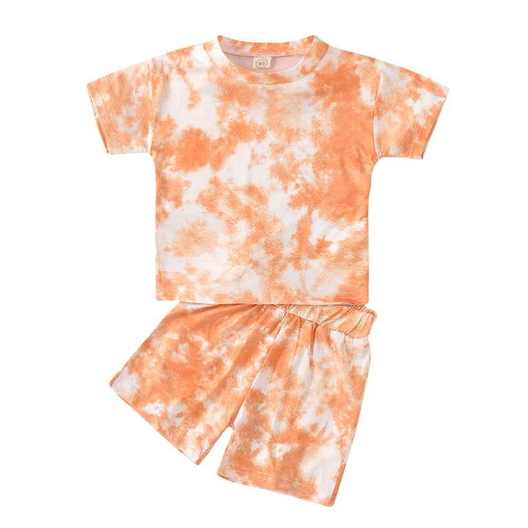 AURIGATE Toddler Baby Kids Girls Boys Tie-dye Set T-shirt Tops Pants Casual  Outfits Clearance 