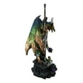 thumbnail image 4 of Large Green Jade Armored Dragon With Space Orb And Excalibur Sword Statue 16.5"H, 4 of 10