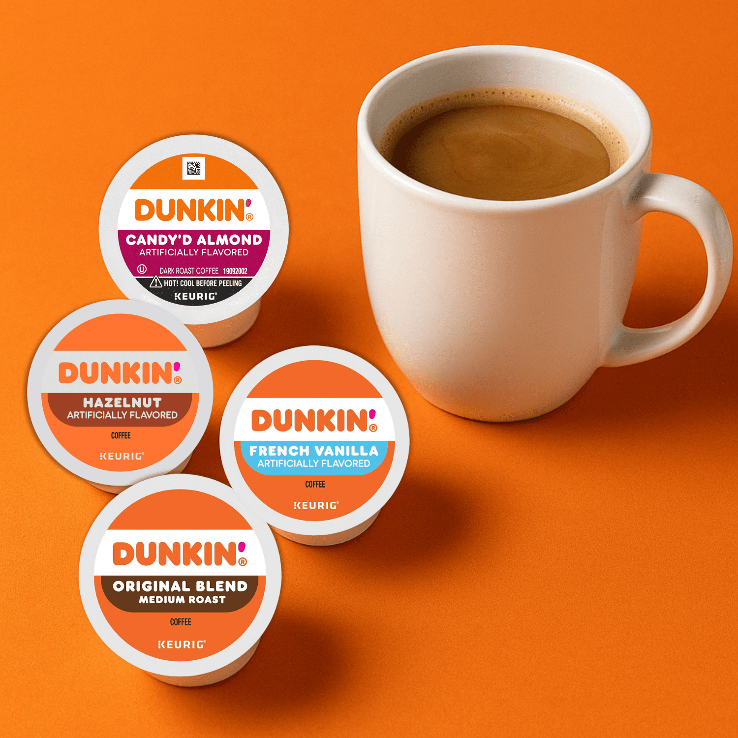 Dunkin' Donuts K-Cup Variety Pack: 28 Keurig Coffee Pods, 7 Flavors, Medium & Dark Roasts, Flavored K Cups - Hazelnut, French Vanilla, Caramel, Turtle Love Coffee Kcups with Recipe eBook