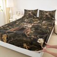 thumbnail image 4 of Castle Fairy Autumn Leaves Deer King Sheets 4pcs,Animal Hunting Bedding,Dark Olive Brown,1 Fitted Sheet, 1 Flat Sheet and 2 Pillowcases, 4 of 6