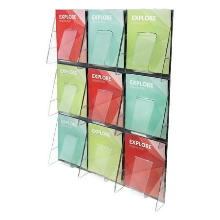 Nine Pocket Magazine Rack - deflecto 9-Pocket Wall Mount Literature Racks
