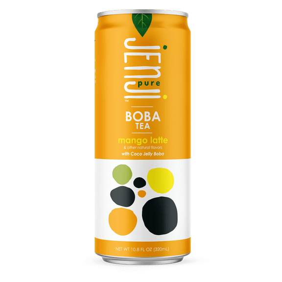 Pack of 12, Jenji Pure Mango Latte Boba Tea, 10.8 fl oz