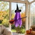 thumbnail image 6 of Orangide Outdoor Halloween Decoration Hanging Ghost Witch, 28 In Large Hanging Flying Ghost on Broomstick with Witch Hat Lighted, Ghost Decor for Porch Yard Tree, 6 of 6