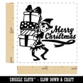 thumbnail image 2 of Merry Christmas Elf with Presents Gifts Self-Inking Rubber Stamp Ink Stamper - Lime Green Ink - Small 1 Inch, 2 of 7