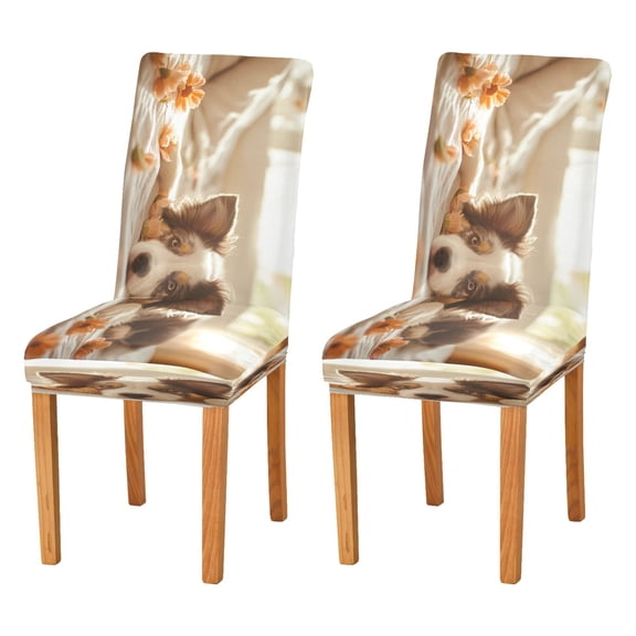 BZSMCE Chairs Slipcovers Dining Chair Covers Followe and Dog Creative Pattern