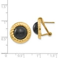 thumbnail image 3 of Real 14kt Yellow Gold Onyx Fancy Earrings; for Adults and Teens; for Women and Men, 3 of 3