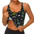 thumbnail image 3 of Uemuo Space Rockets Pattern Women's Sports Bra - High Impact Support, Breathable, and Comfortable Athletic Bra for Running, Yoga, and Workouts, 3 of 9