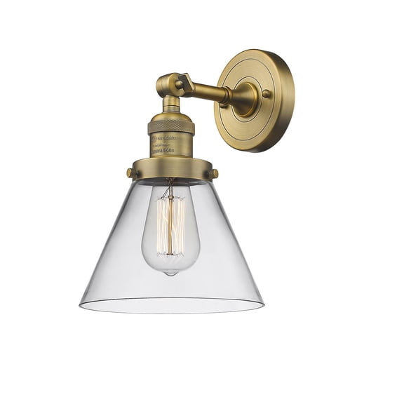 Innovations 1-LT Vintage LED Large Cone 8" Sconce - Brushed Brass - 203-BB-G42-LED