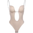 thumbnail image 5 of Body moldeador para mujer, escote en V profundo, tirantes transparentes, sin espalda, ropa interior, mono, tanga sin costuras, lencería de una pieza (XL), 5 of 5