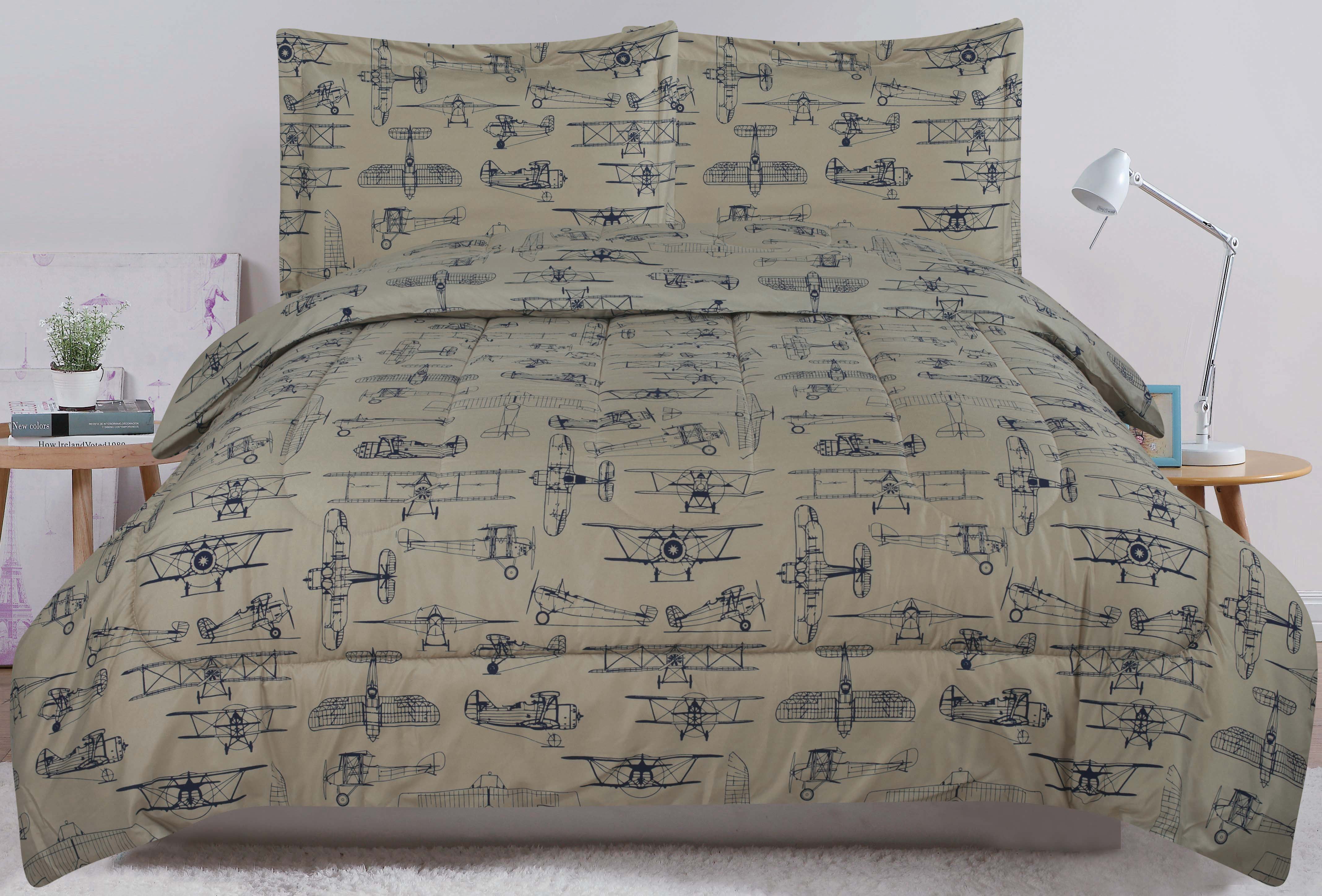 Boys Bedding Plane Pilot Full Queen Comforter Set Aircraft Aviation