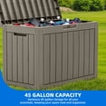 thumbnail image 5 of Dextrus 45 Gallon Weatherproof Resin Deck Box, Lockable Outdoor Storage Container, Heavy Duty Patio Storage Bin for Cushions, Throw Pillows, Garden Tools and Poolside Supplies, Brown, 5 of 10
