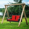 thumbnail image 4 of Costway 2-Person Patio Rattan Hanging Porch Swing Bench Chair Cushion Red, 4 of 12