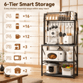 5-Tier Bakers Rack with Storage, Grey, 25.9 Inch, Kitchen Shelf for ...