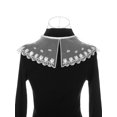 thumbnail image 3 of INSPIRE CHIC Detachable Fake Collar, Semi-Sheer Embroidery Mini Cape Neck Ruff for Blouse White-1(Back Slit), 3 of 5