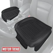 Motor Trend Universal Car Seat Cushions for Front Seats - Padded Black Faux Leather Seat Covers for Car Truck Van SUV