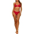 thumbnail image 1 of Conjuntos de bikini de triángulo de 2 piezas para mujer, parte superior con escote en V y tirantes ajustables, parte inferior básica, trajes de baño L rojo, 1 of 5