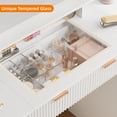 thumbnail image 4 of Tomnk woo 46" Fluted Vanity Desk with Mirror, Lights, Glass Top, 9 Drawers, Adjustable Brightness, White, 4 of 7