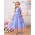thumbnail image 5 of IBTOM CASTLE Girls Sparkly Flower Pageant Tulle Dress Sequin Floral Applique Fairy Tea Length Gown for Birthday Wedding Graduation Daddy Daughter Dance Blue, 5 of 7