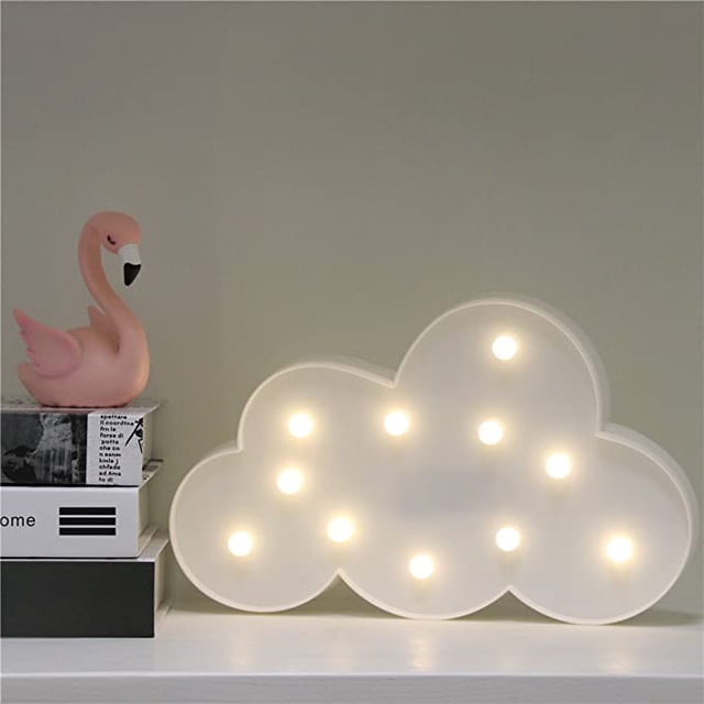 Luz de noche LED en forma de nube a batería, lámpara de escritorio decorativa para niña, habitación de bebé, suministros para fiestas infantiles, regalo de cumpleaños (blanco)