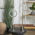 thumbnail image 2 of 20", 16"H Silver Glass Round Hoop Geometric Sculpture with Gold Stands and Clear Cylinder Bases, by DecMode (2 Count), 2 of 16
