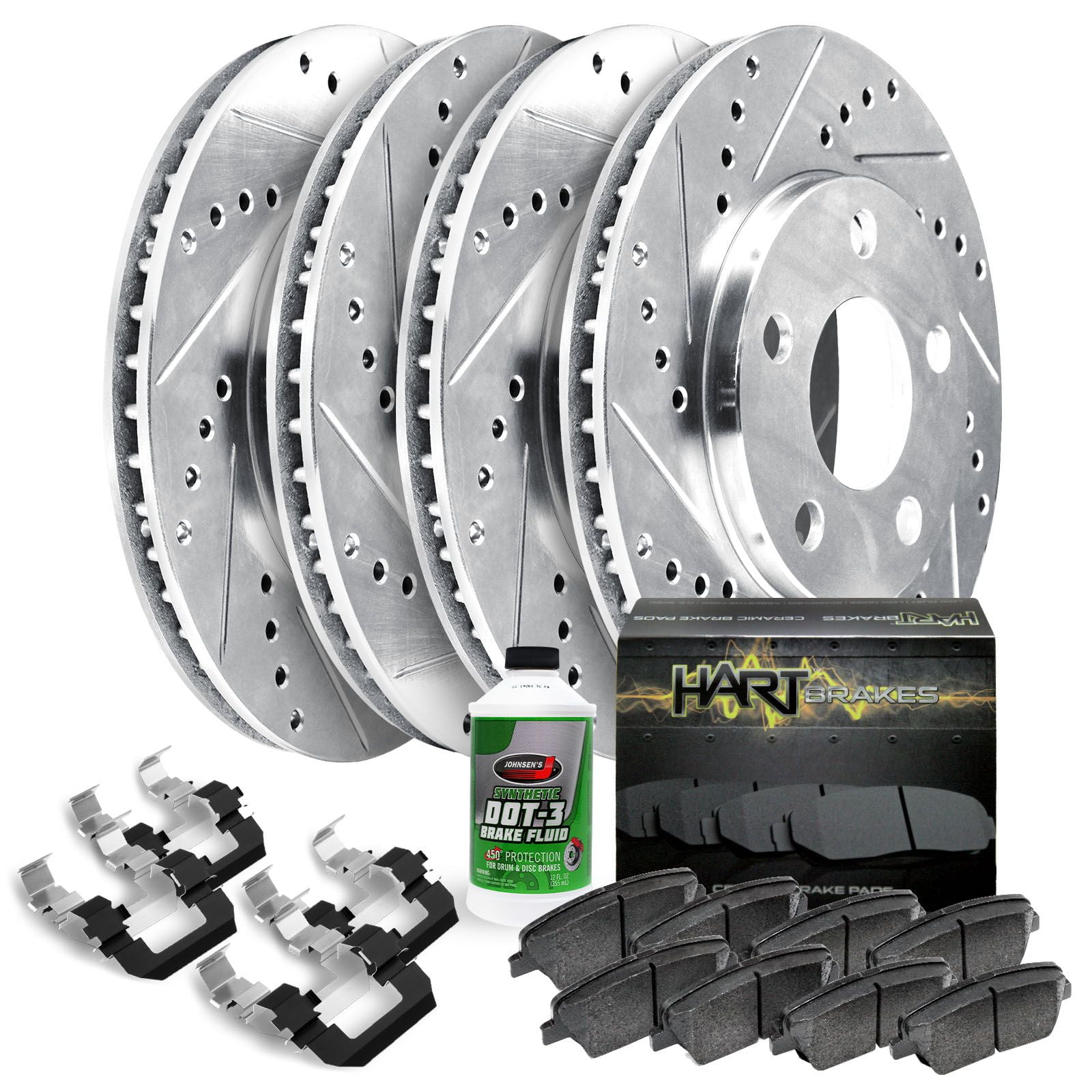 Full Kit Cross-Drilled Slotted Brake Rotors Disc and Ceramic Pads For Golf,Jetta 