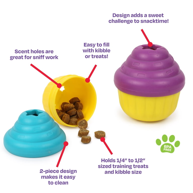 Brightkins Large Cupcake Dog Toy with Treat Dispenser Food Puzzle