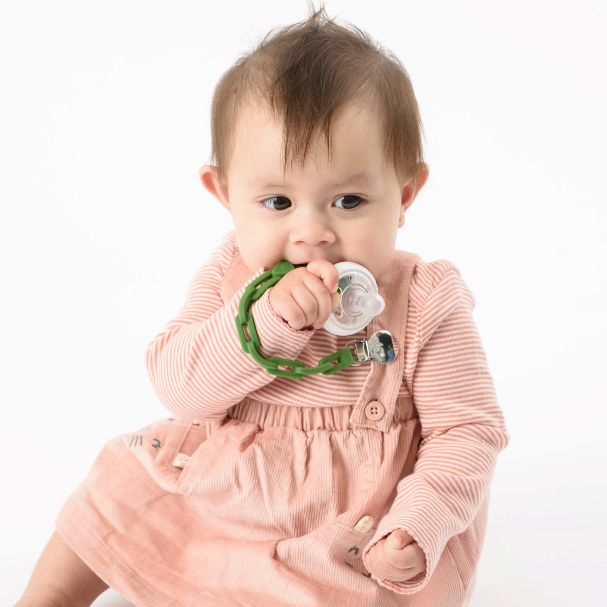 BooginHead Silicone Universal Pacifier Clip for Infants and Toddler Boys and Girls, Green Chain