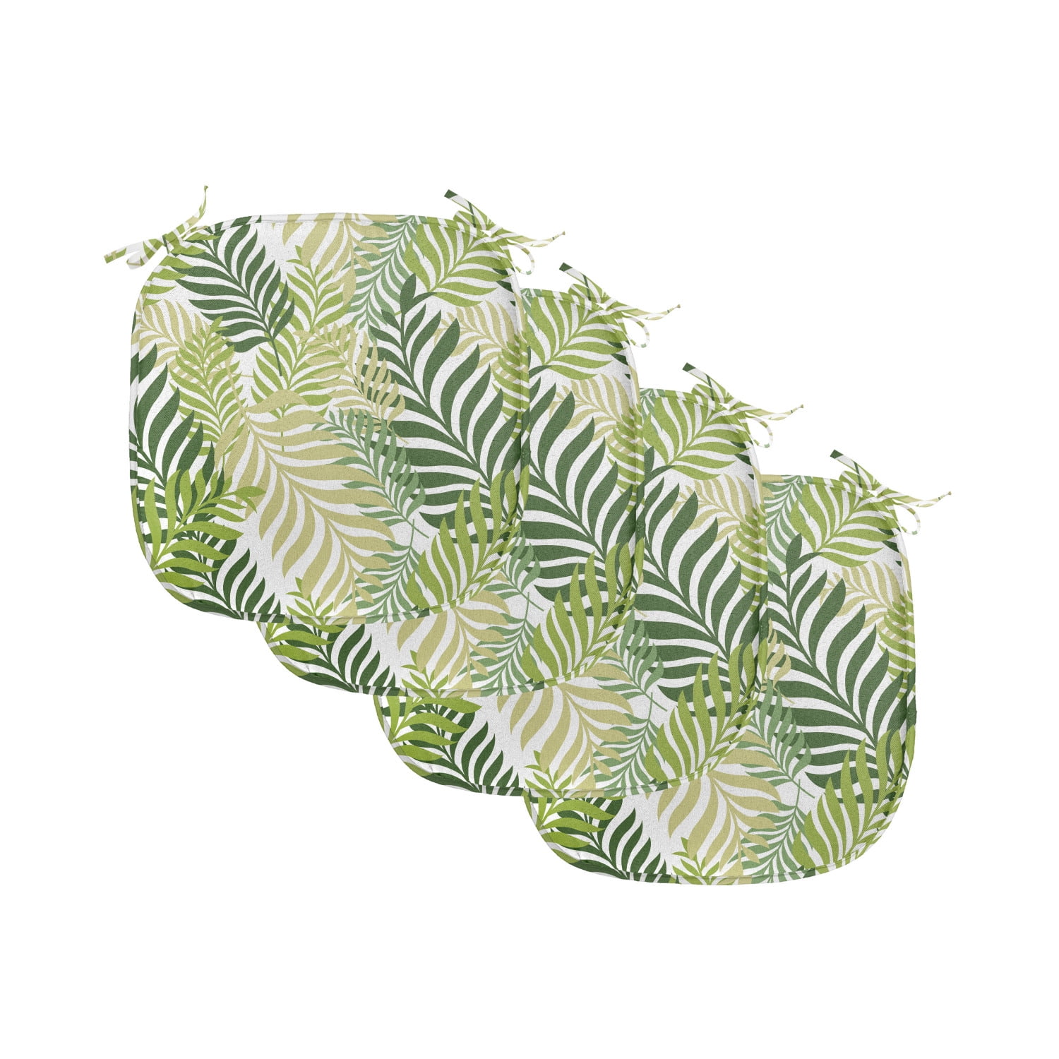 Leaf Chair Seating Cushion Set of 4, Tropic Exotic Palm Tree Leaves