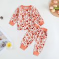 thumbnail image 2 of Karoyedx Toddler Girl Clothes Spring Toddler Baby Girl Outfit Clothes Fall Winter Full Floral Print Long Sleeve Sweatshirt Pullover Top and Pants Set Orange Size,6-12 Months, 2 of 5