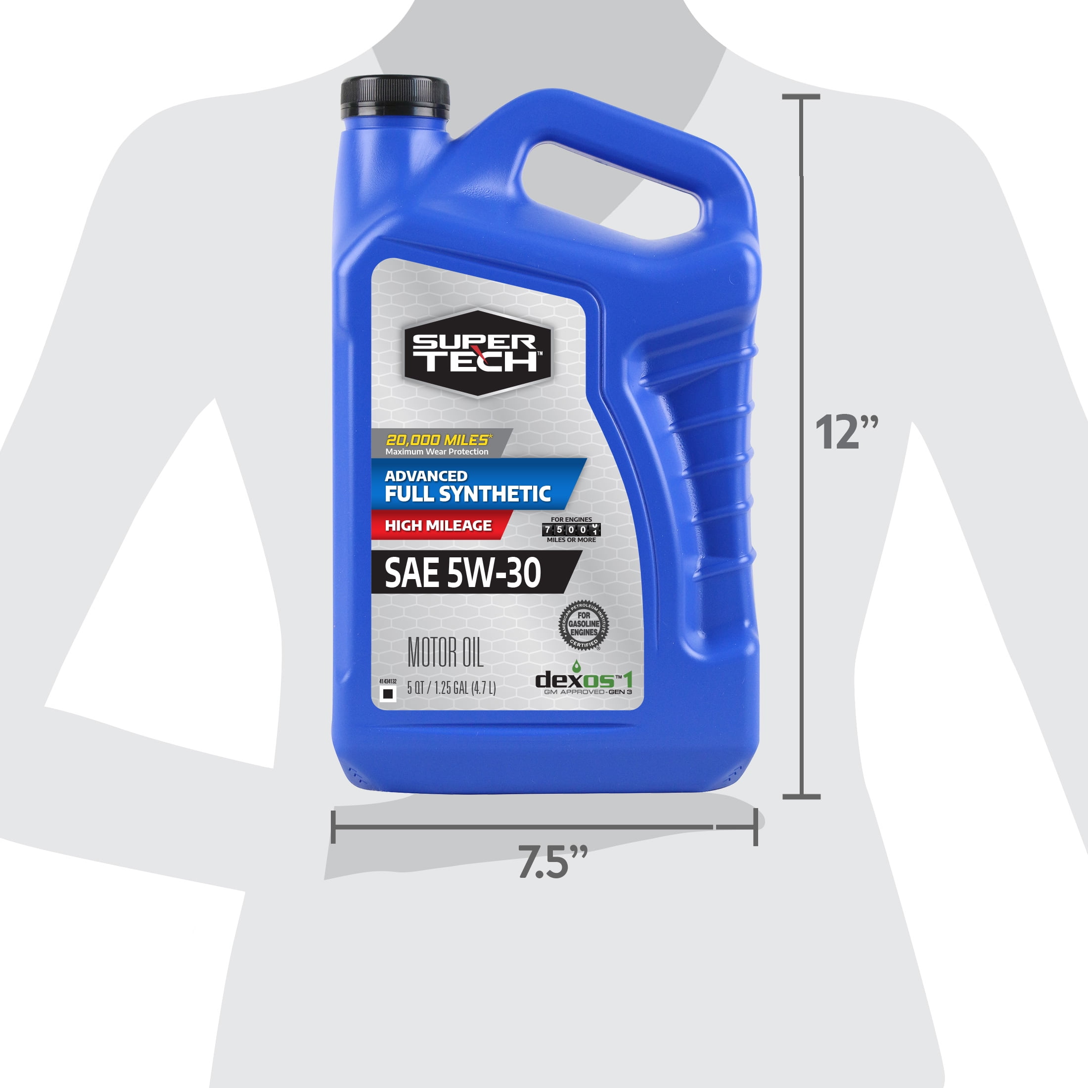 Super Tech High Mileage Full Synthetic 5W-30 Motor Oil 5 Quarts