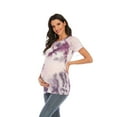 thumbnail image 5 of Hwmodou Women Pregnant T-shirts Womens Maternity Irregular Soild Color Tee Short Sleeve Crew Neck Basic T Shirt Top Woman Classic Pregnancy Clothes, 5 of 8
