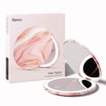 thumbnail image 5 of Fancii Mini Taylor Compact Makeup Mirror with LED Light, Rechargeable, 10x/1x Magnifying, 4” Wide Mirror for Purse (Marble Rosè), 5 of 11